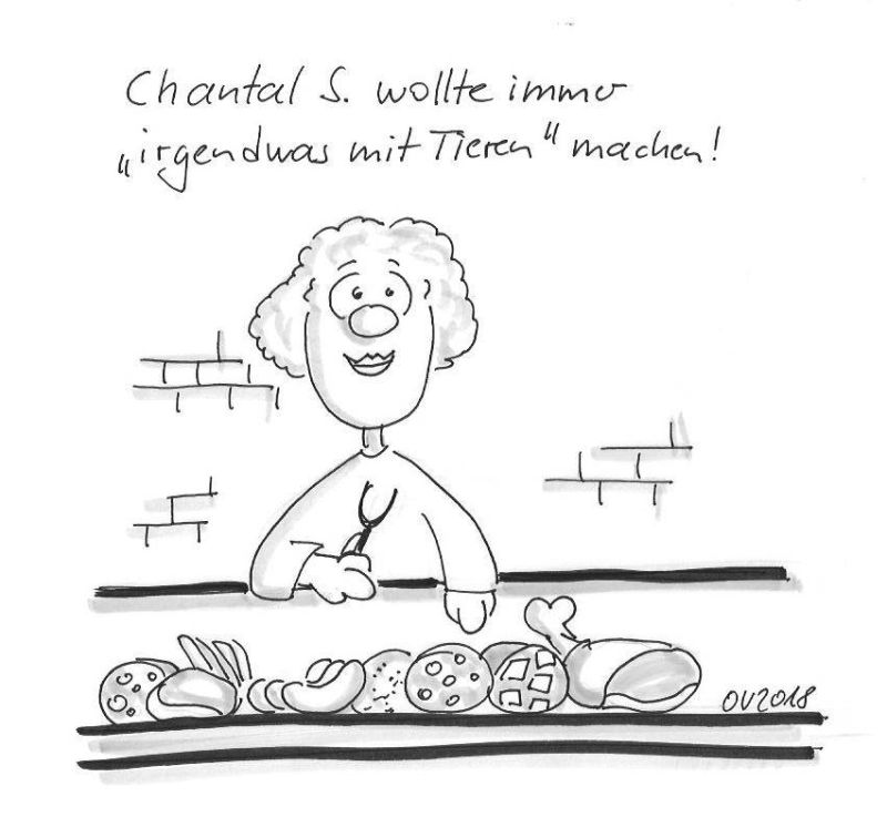 Karikatur - Sie wollte immer was mit Tieren machen