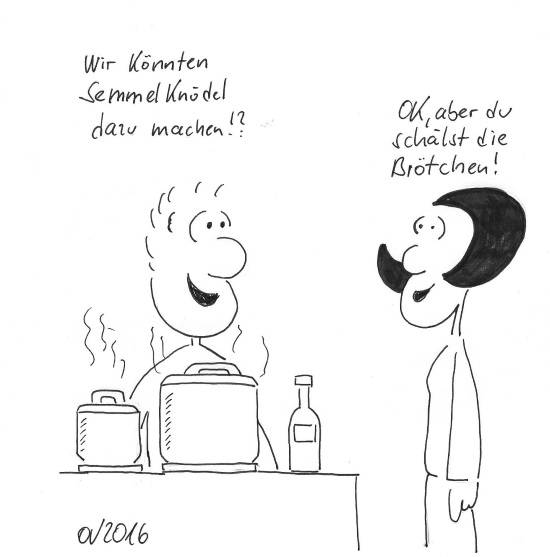 Karikatur - gemeiensam kochen