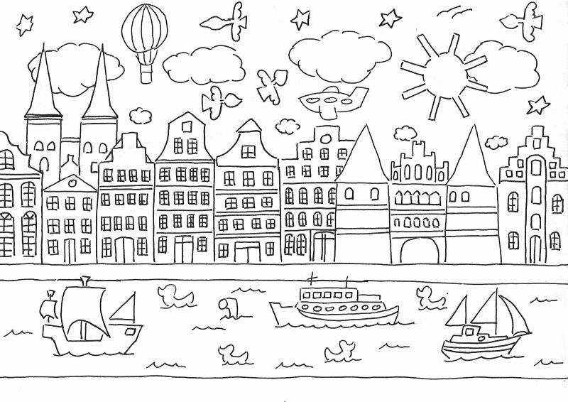 Ausmalbildbild Luebeck 3
