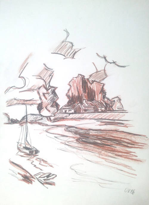 Ostfriesland Kreidezeichnung