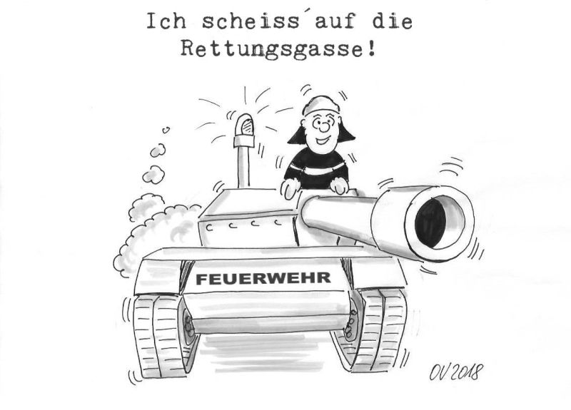 Karikatur - Rettungsgasse - von Olaf Varlemann